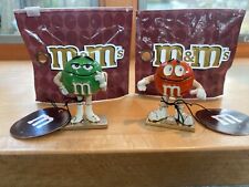 Metal PHB  Pair Of Green and Orange Pretzle Miniature M&M Figure Hinged Trinket picture