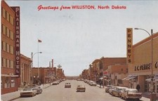 50's Downtown Street Scene-Main Street-Greetings From WILLISTON, North Dakota picture