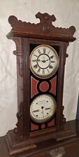 ANTIQUE WATERBURY DOUBLE DIAL CALENDAR CHIME CLOCK, 8 DAY, WORKING MODEL 44 picture
