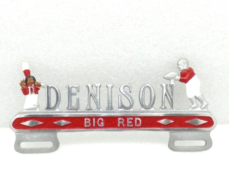 Rare Denison university license plate topper Big Red football Granville Ohio old Rare Denison university license plate topper Big Red football Granville Ohio old