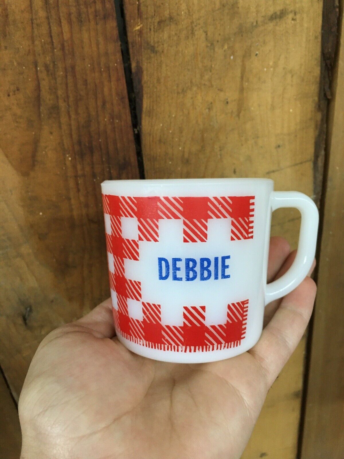 Vintage Westfield Milk Glass Coffee Name Mug “ Debbie”