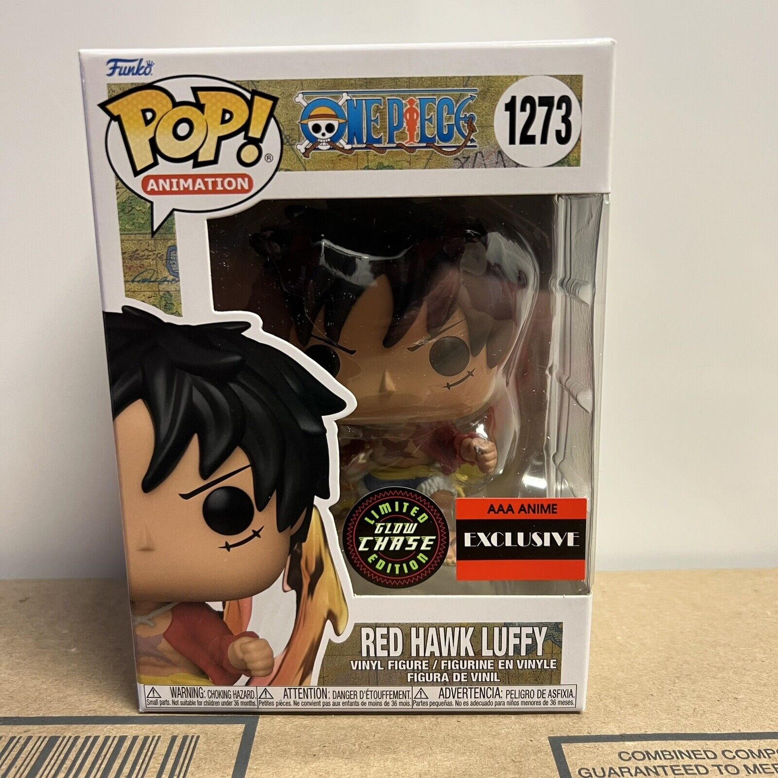 Funko Pop Red Hawk Luffy Chase AAA Exclusive One Piece Protector  Fast Shipping