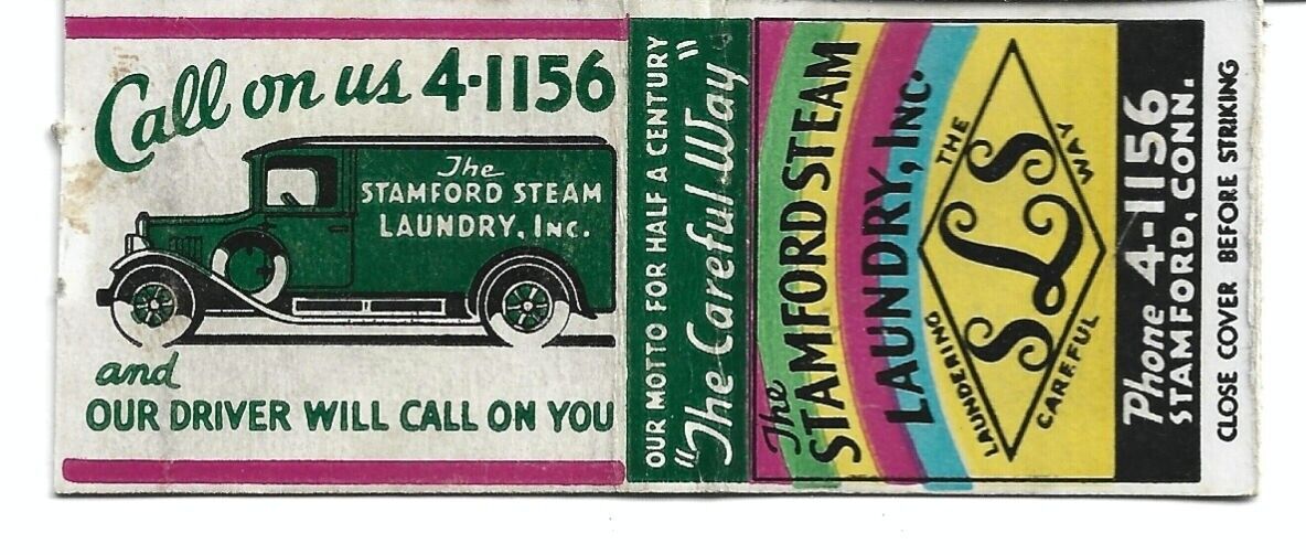 Vintage Matchbook Matchcover The Stamford Steam Laundry, Inc Stamford, Conn.