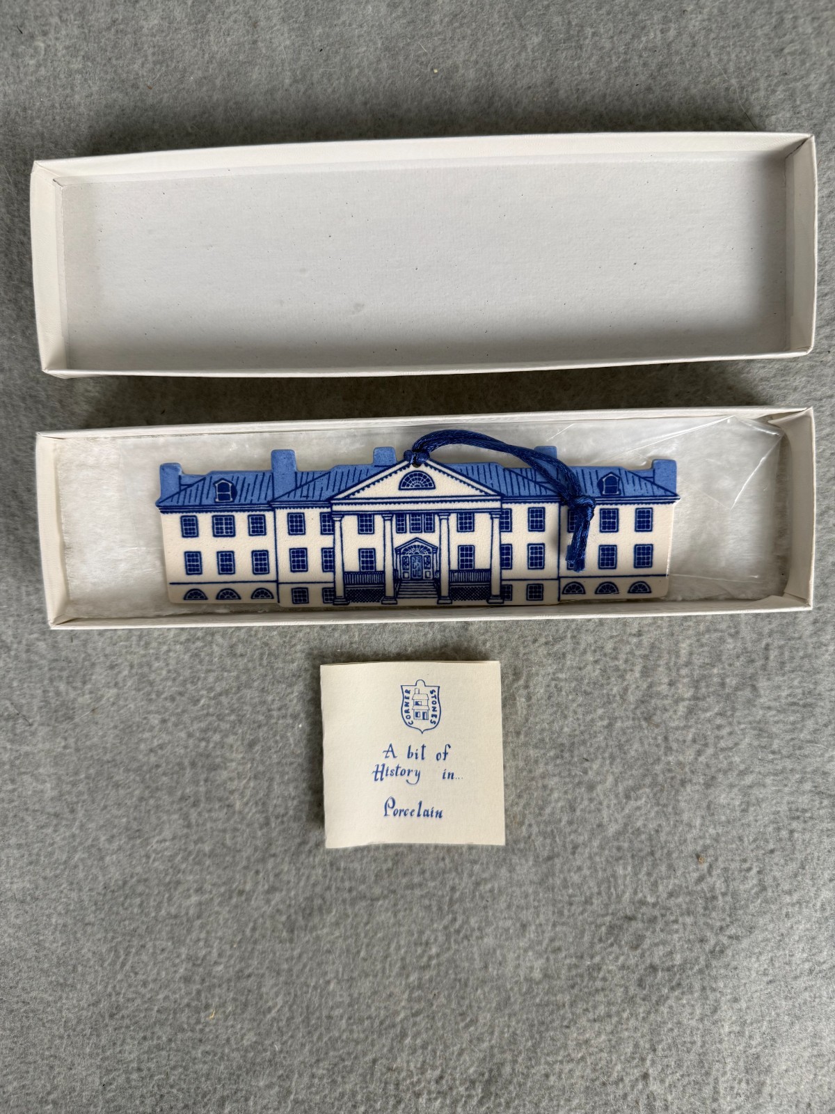 Corner Stones History In Porcelain Ornament Montpelier VA Blue White 1993