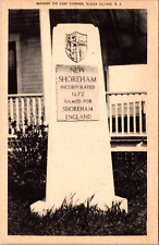 New Shoreham Rhode Island Marker Monument Rock Island Postcard 6H picture