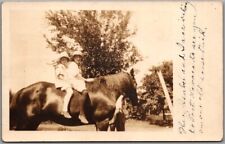 1914 RPPC Real Photo Postcard Two Girls / Sisters on Horse SEGUIN, Texas Cancel picture