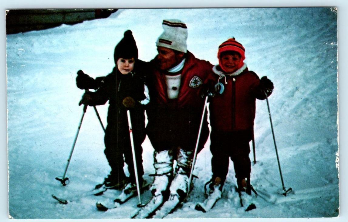 WAITSFIELD, Vermont VT ~ Children Skiers MAD RIVER GLEN ca 1960s-70s  Postcard
