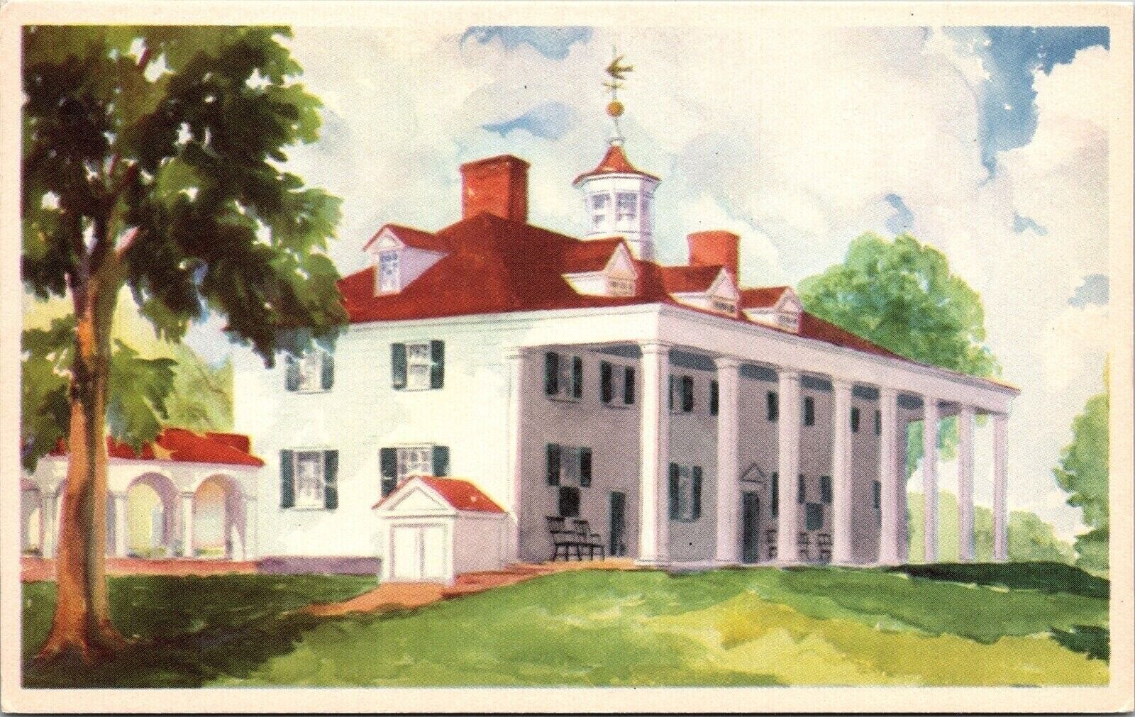 East Front Mount Vernon Facing Potomac Mansion Virginia VA Postcard UNP VTG