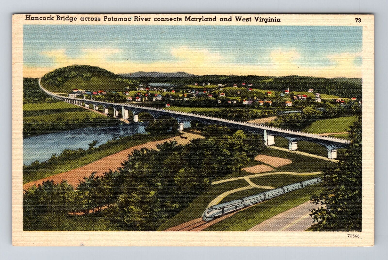 Bartonsville MD-Maryland, Hancock Bridge across Potomac River Vintage Postcard