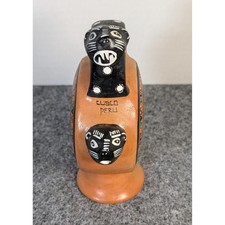 Vintage Cusco Peru Hand Painted Pottery Artisan Llama Jaguar Souvenir Vessel 7
