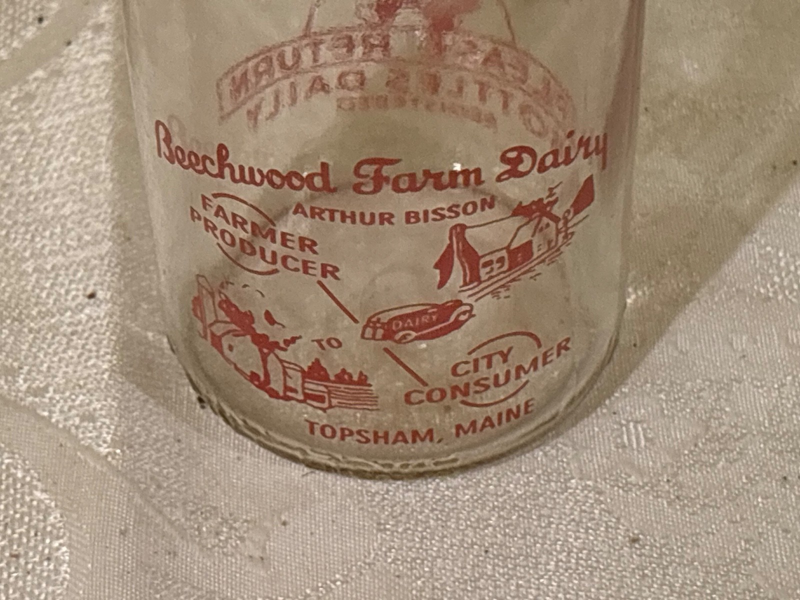 1952 TRPQ pyro Beechwood Dairies Topsham ME Milk bottle 1952 TRPQ pyro Beechwood Dairies Topsham ME Milk bottle