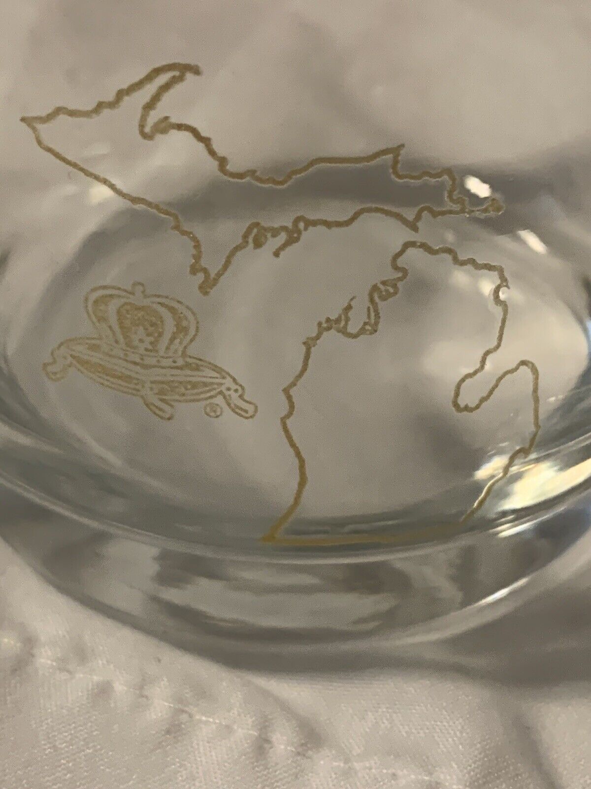 Vintage Crown Royal Whiskey Glass Singular Michigan Theme