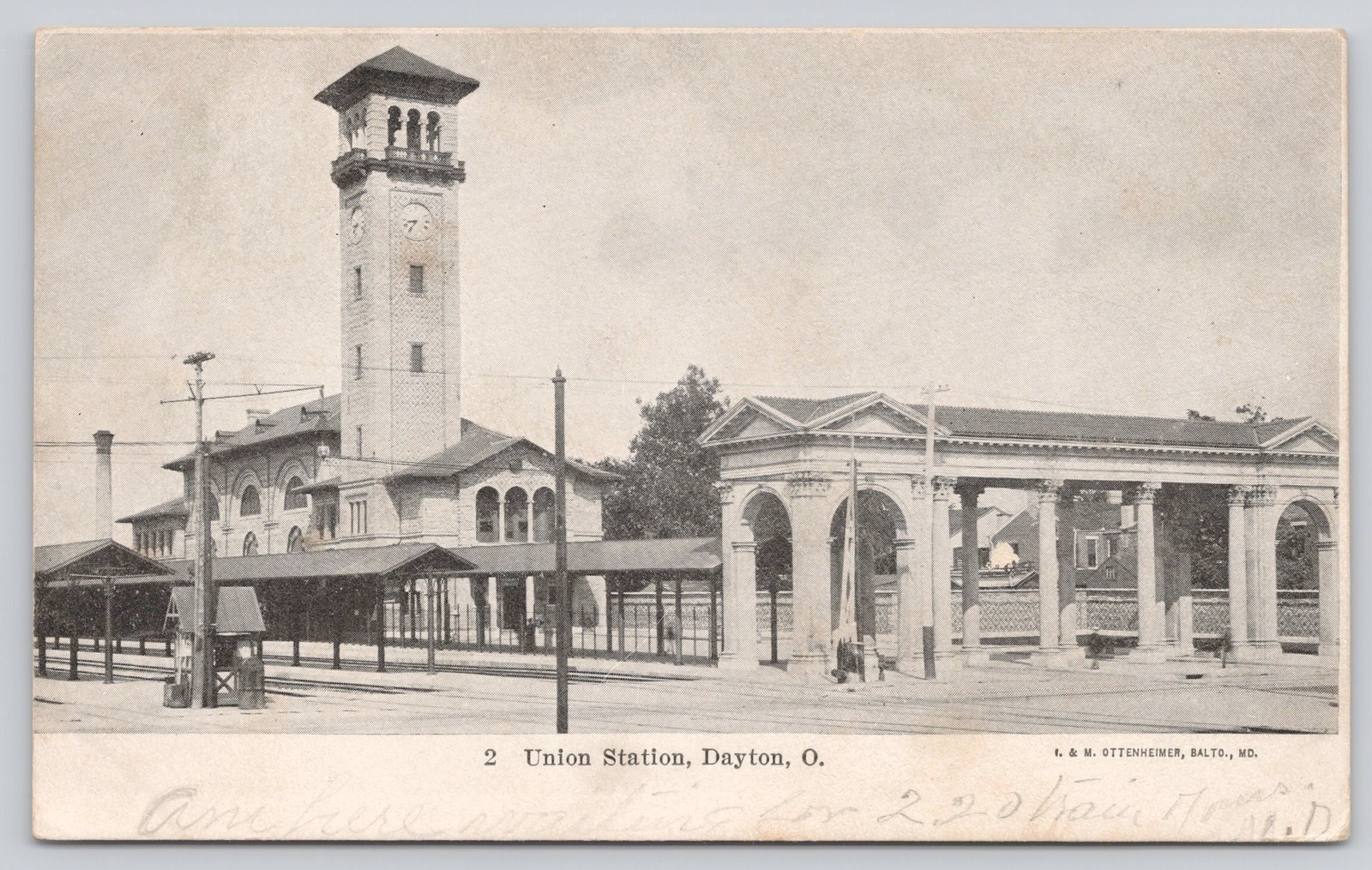 Union Station Dayton Ohio Railroad Depot c1907 Postmarked Postcard Union Station Dayton Ohio Railroad Depot c1907 Postmarked Postcard