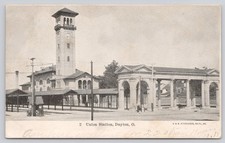 Union Station Dayton Ohio Railroad Depot c1907 Postmarked Postcard picture