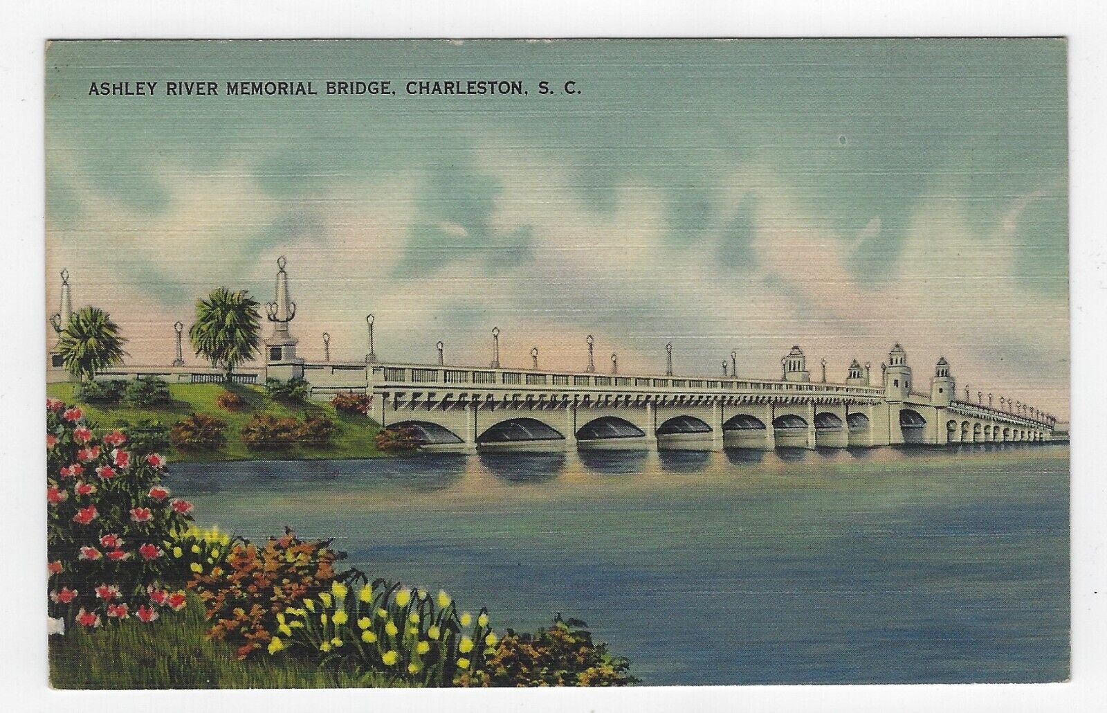Postcard Ashley River Memorial Bridge Charleston SC