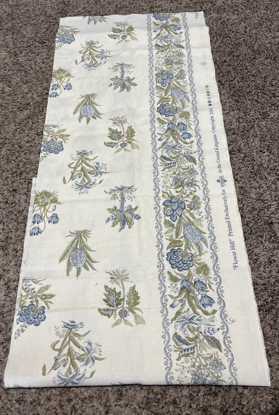 1 pieces- WINHALL FABRIC COLLECTION  Flower Hill Blues 18 X  132 & 13x132