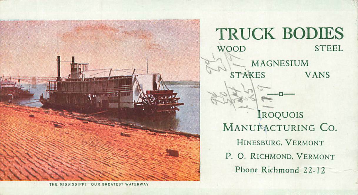 1930s-40s Truck Bodies Iroquois Manufacturing Hinesburg VT P262
