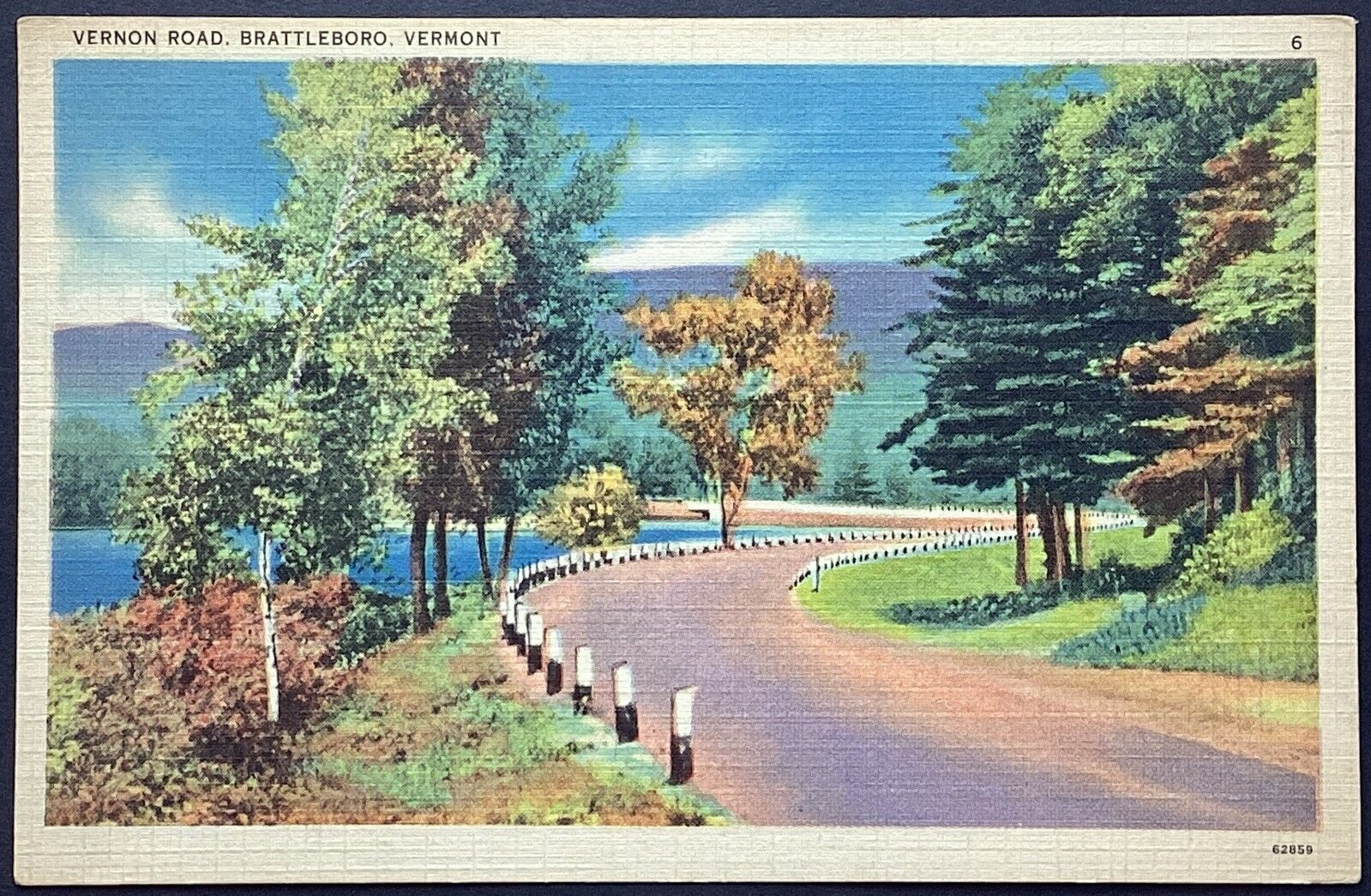 Brattleboro Vermont Vernon Road Vintage Linen Postcard Posted