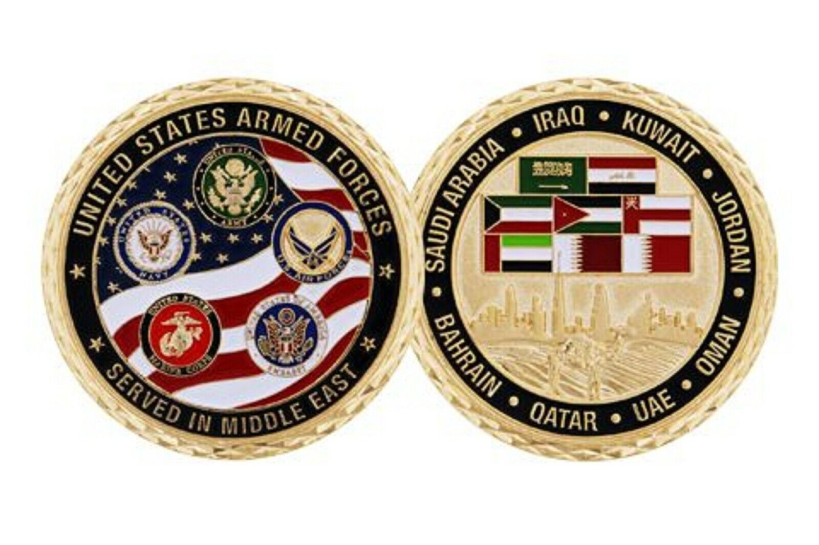 SERVED IN THE MIDDLE EAST SAUDI ARABIA IRAQ KUWAIT JORDAN 1.75\