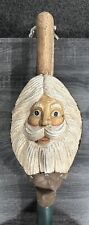 Santa St. Nick Christmas Fireplace Bellows Wood Carved Leather picture
