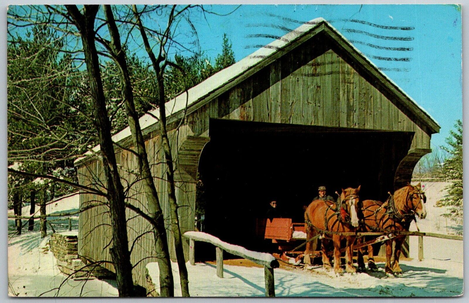 Dummerston Vermont 1969 Postcard Covered Bridge at End Of Mill Pond