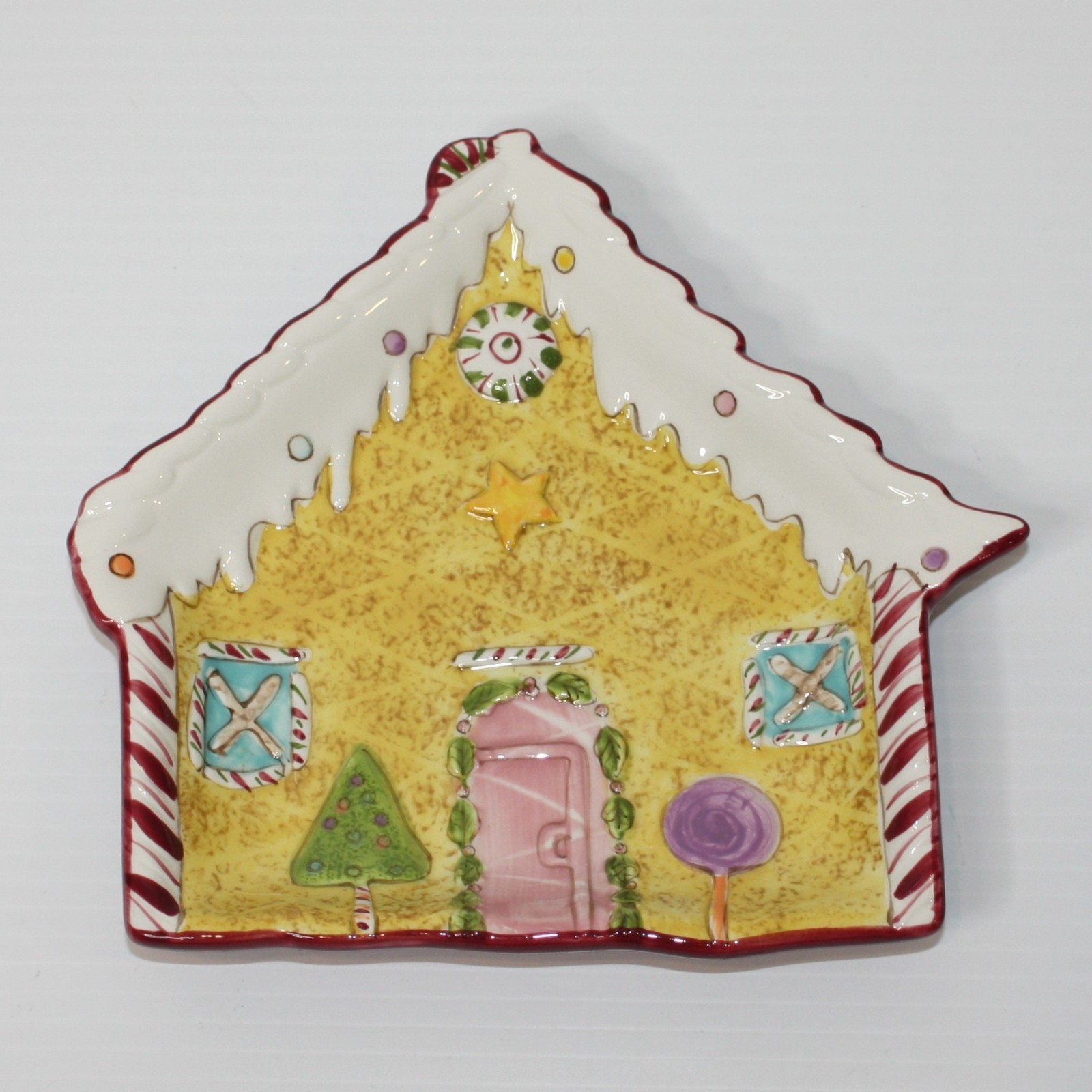 Laurie Gates Ware Holiday Treats Ceramic Gingerbread House Dessert Plate NWOT Laurie Gates Ware Holiday Treats Ceramic Gingerbread House Dessert Plate NWOT