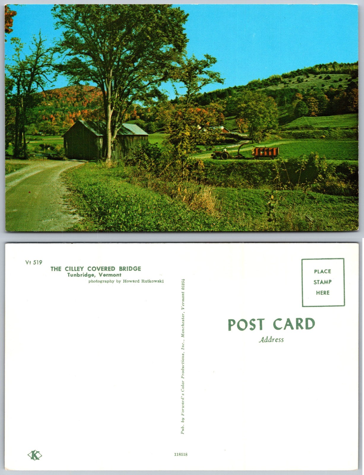 Cilley Covered Bridge Tunbridge VT Postcard