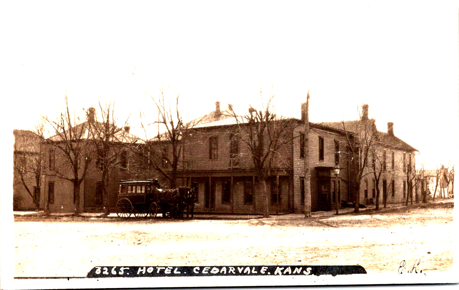 Real Photo RPPC Postcard  Cedarvale Kansas KS. 8265 Hotel by J. Bowers 1908