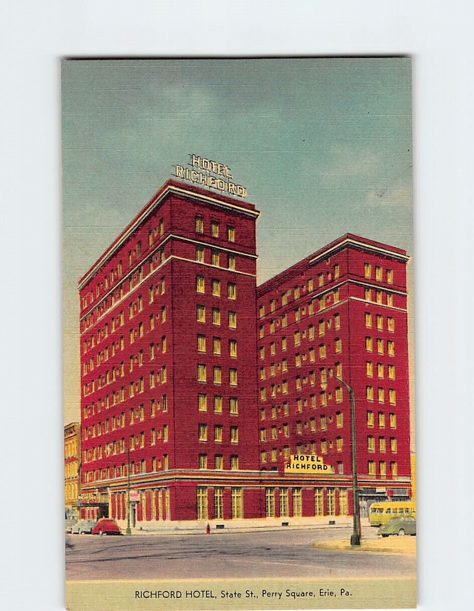 Postcard Richford Hotel, Perry Square, Erie, Pennsylvania
