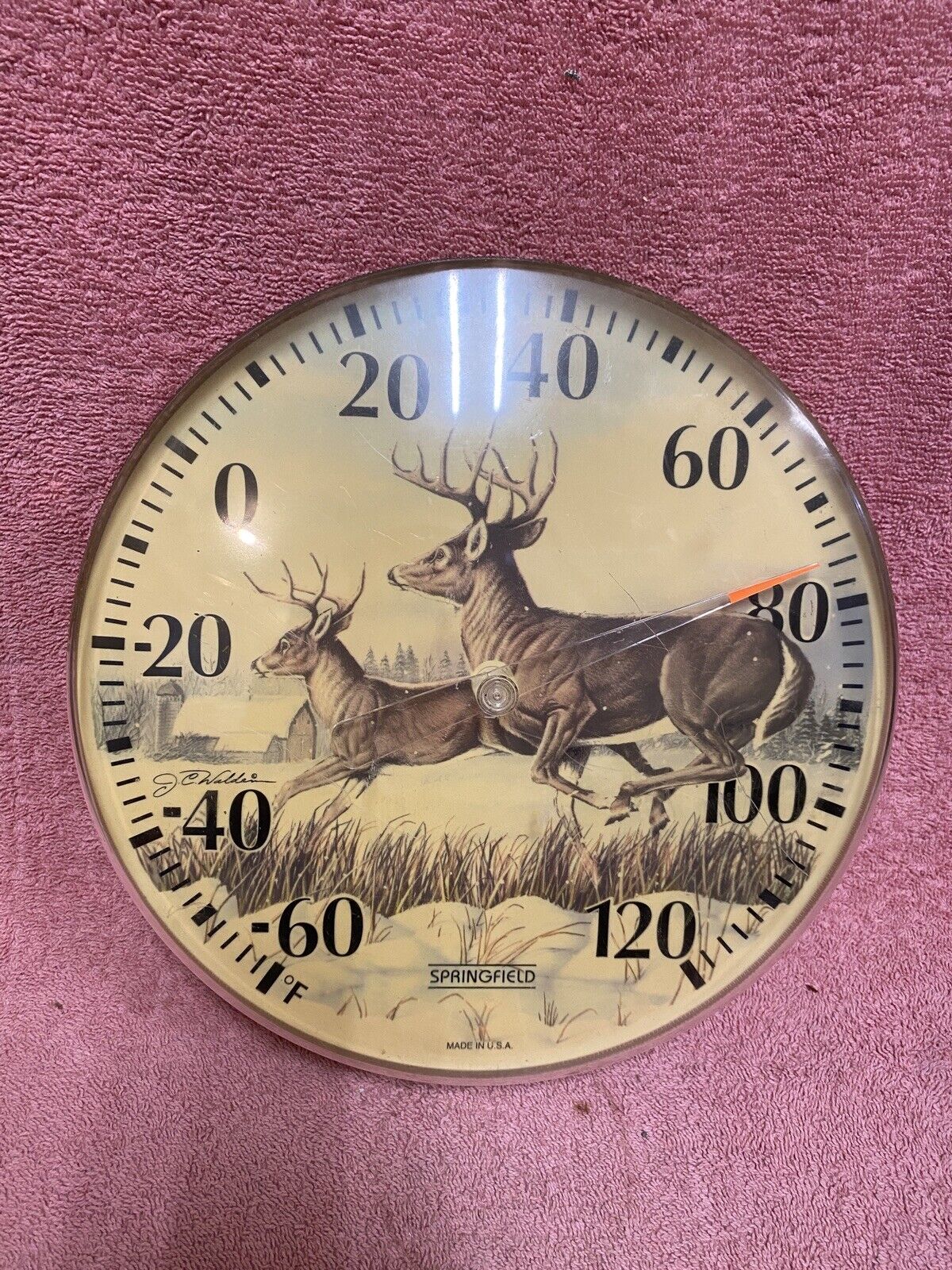 Vintage Springfield Indoor Outdoor Deer Thermometer