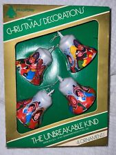 Vintage Bradford Christmas Unbreakable Set of 4 Bell Ornaments Carolers A8 picture