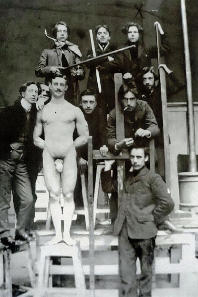 Young men painting class with Male model gay photo collection 4