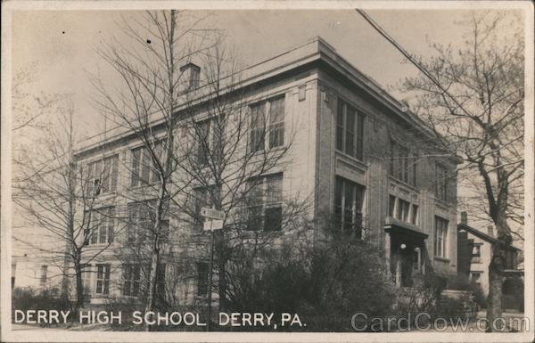 RPPC Derry High School,PA Westmoreland County Pennsylvania Real Photo Post Card