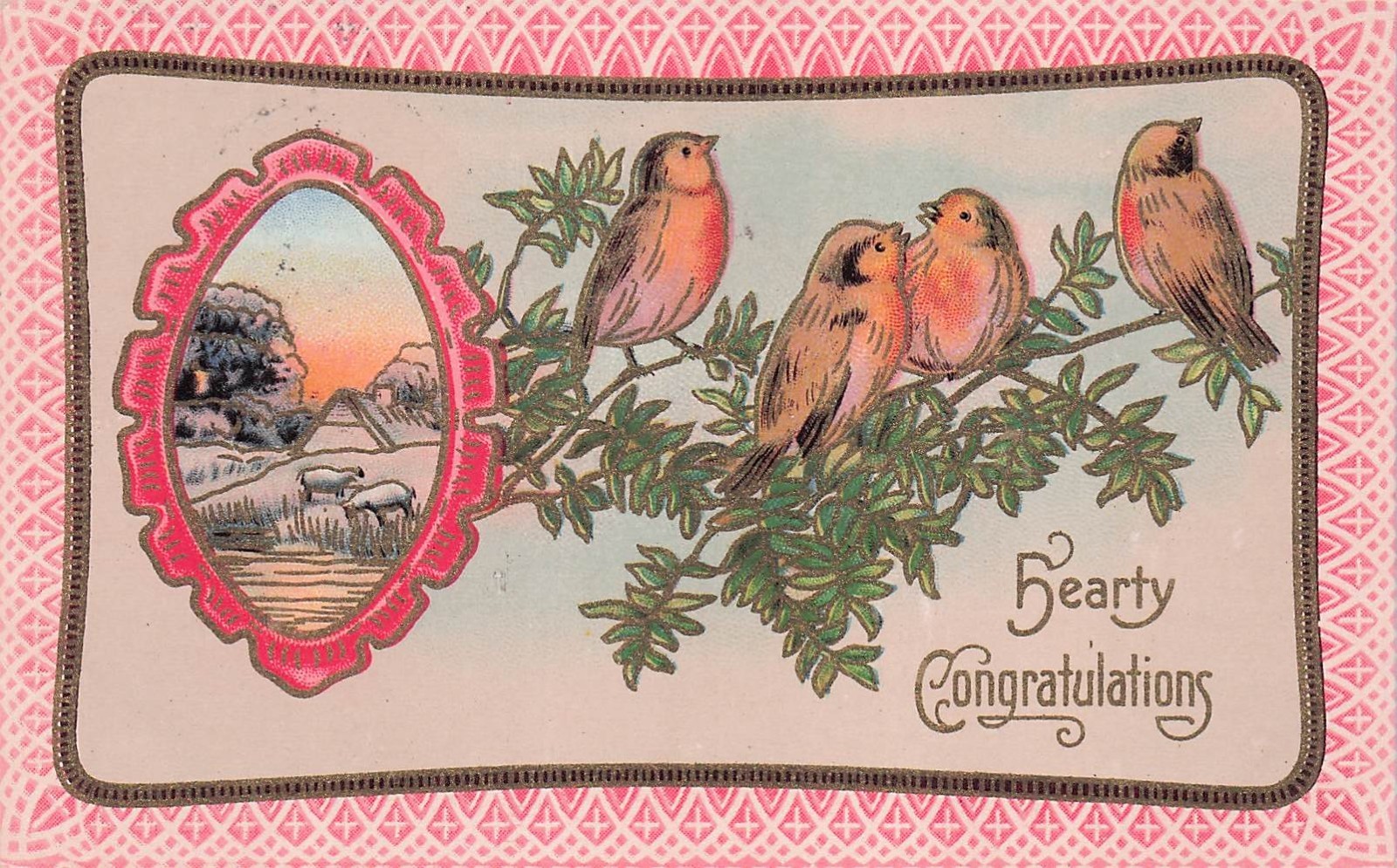 Postcard Vintage(2) VT,Irasburg Pears,Emb,Congrats,Birds,Scene(2-P) (#917) Postcard Vintage(2) VT,Irasburg Pears,Emb,Congrats,Birds,Scene(2-P) (#917)