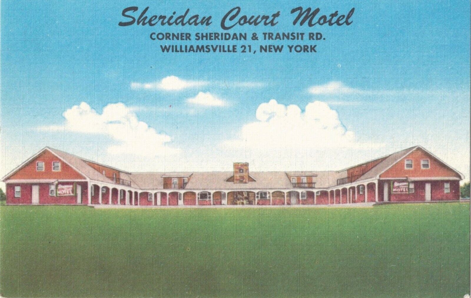 SHERIDAN COURT MOTEL-WILLIAMSVILLE 21,NEW YORK-WRITTEN ON-POST CARD-VINTAGE