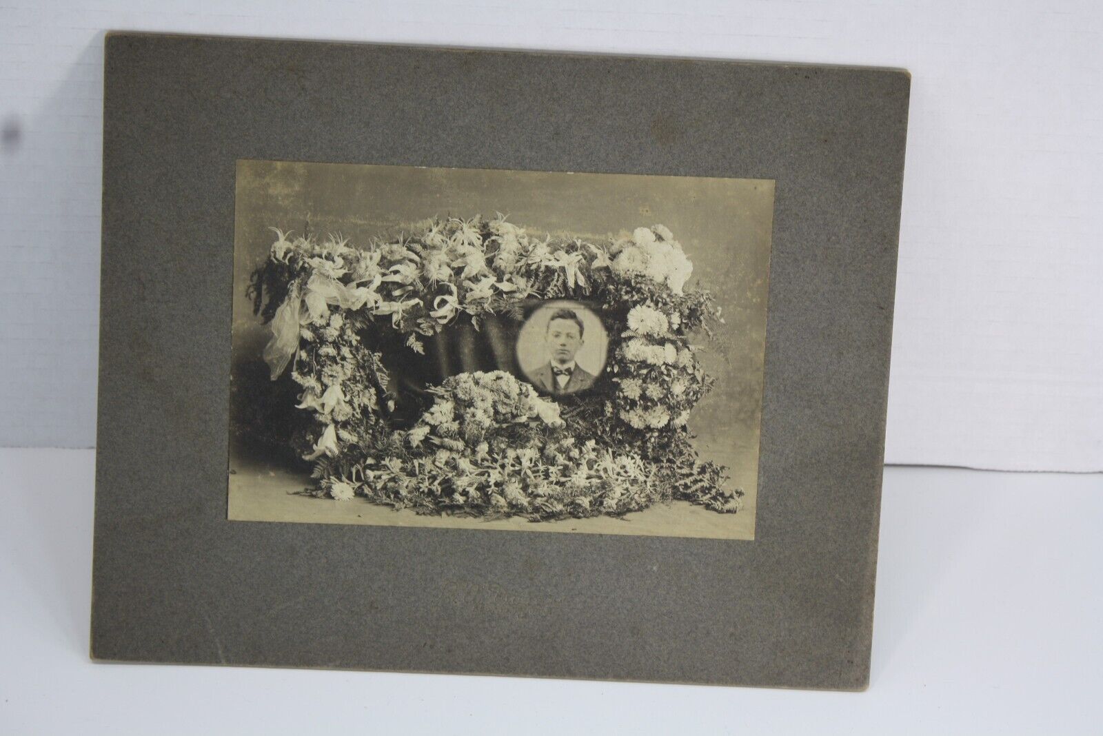 Vintage Post Mortem Young man Casket Cabinet Card Photo Bucyrus Ohio 10\