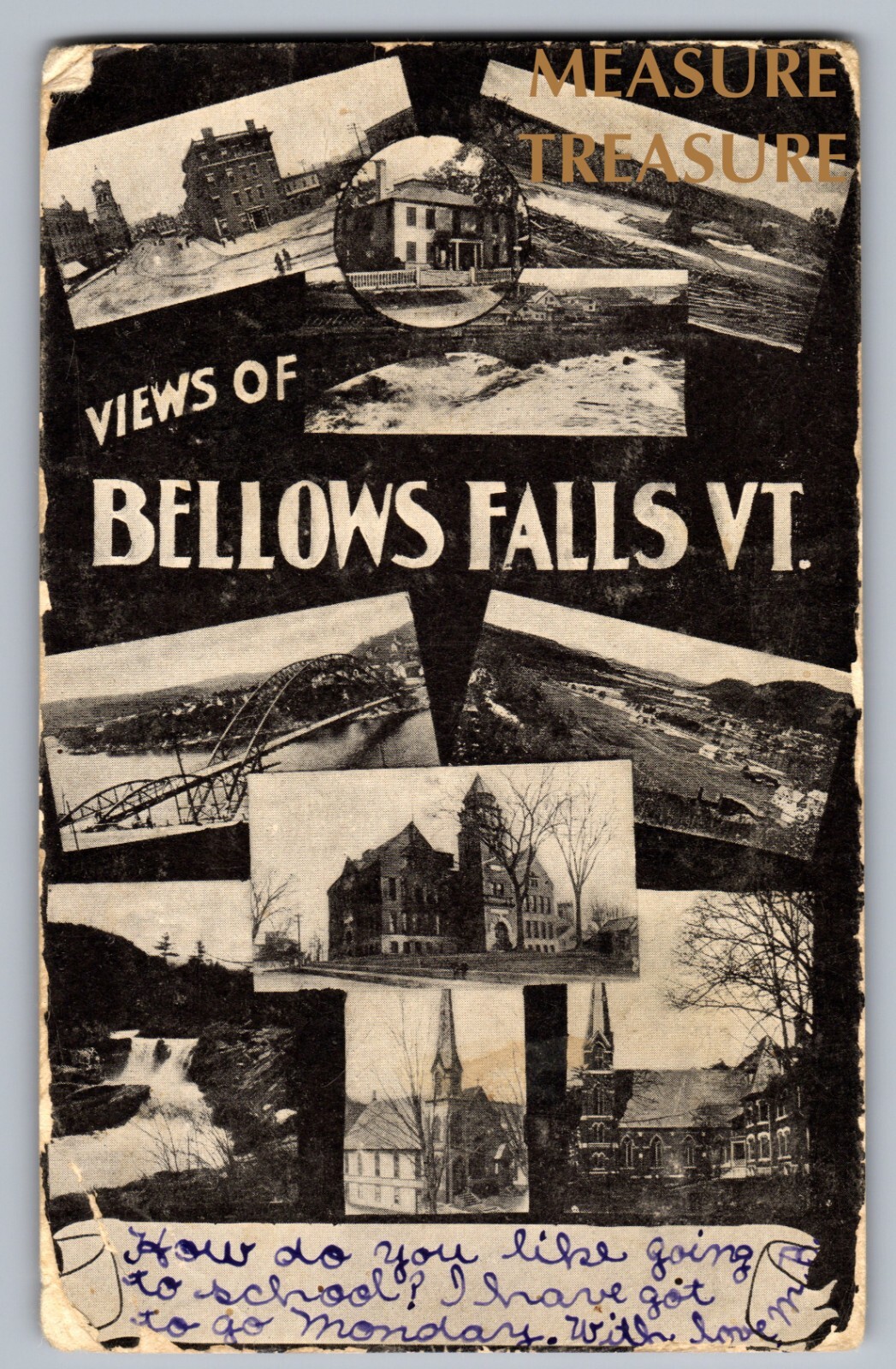 C.1905 BELLOWS FALLS, VT VERMONT MULTIVIEW, MAIN ST CHURCHES BRIDGE Postcard P66 C.1905 BELLOWS FALLS, VT VERMONT MULTIVIEW, MAIN ST CHURCHES BRIDGE Postcard P66