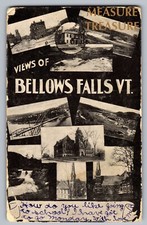 C.1905 BELLOWS FALLS, VT VERMONT MULTIVIEW, MAIN ST CHURCHES BRIDGE Postcard P66 picture