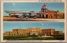 1940s Kansas City, Postcard Municipal & Fairfax Airport Views / Curteich Linen picture
