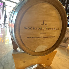Woodford Reserve Mini Wood Barrel Dispenser, Brown/Silver Distillery Decor picture
