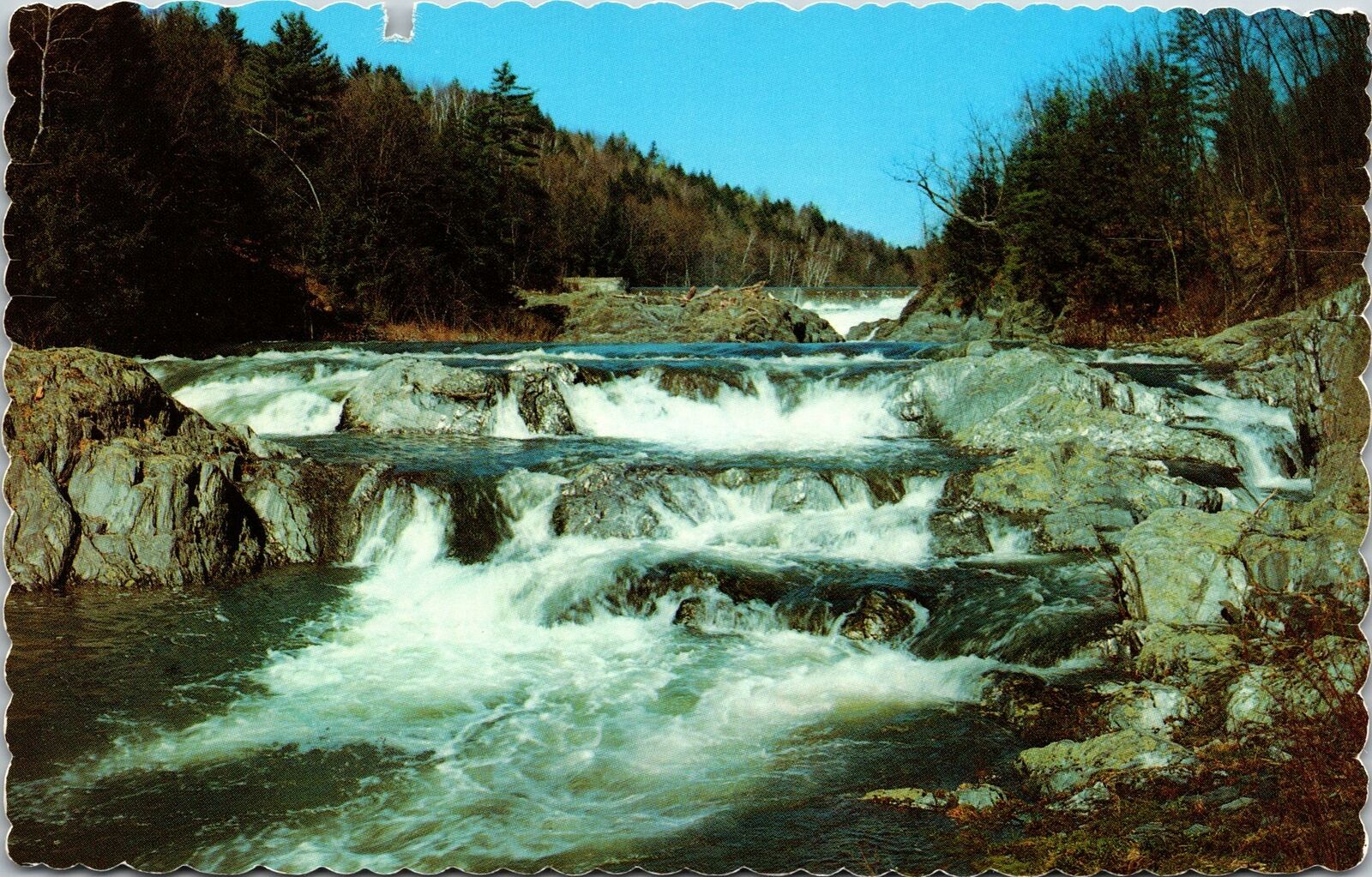 Rapids on Ottauquechee River VT Quechee Gorge Postcard unused 1950s