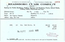 1925 Readsboro Chair Co. Invoice - Bath Chairs picture