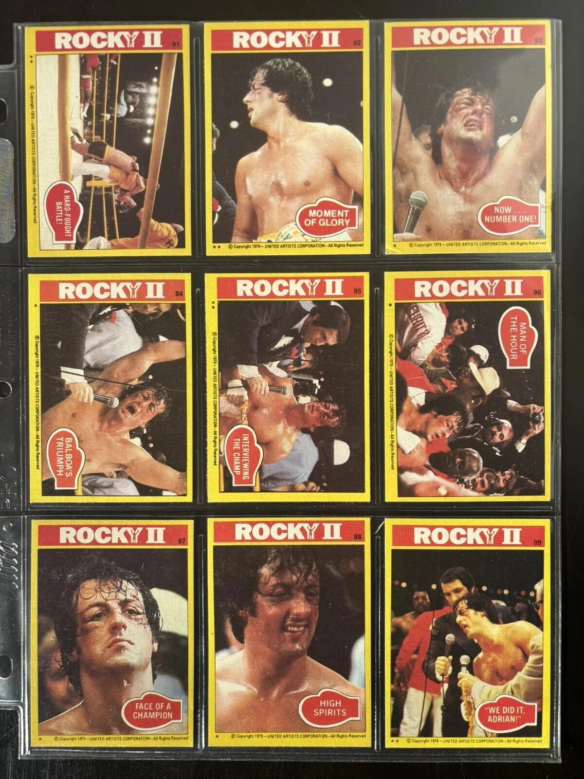 1979 Topps Rocky II 2 Complete 99 Card Trading Card Set NM Vintage Rare Stallone 1979 Topps Rocky II 2 Complete 99 Card Trading Card Set NM Vintage Rare Stallone