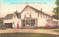 Lithograph Plymouth VT Cilley's Store & Gas Station 1920s era picture