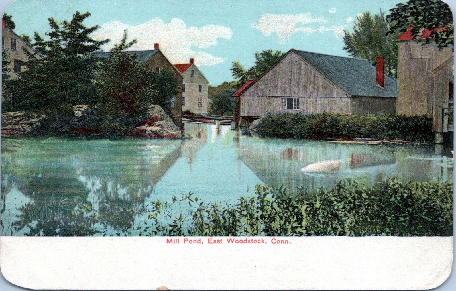 East Woodstock Connecticut Postcard 1907 Mill Pond NH