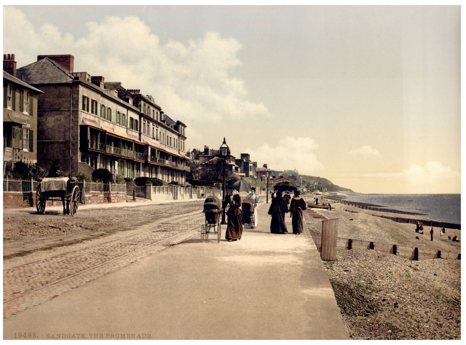 Sandgate. The Promenade. Vintage PC photochromy, photochromy, vintage photo