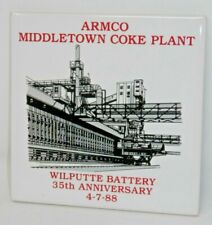 Vintage ARMCO Middletown Coke Plant Coaster - Tile Wilputte Battery Anniver 1988 picture