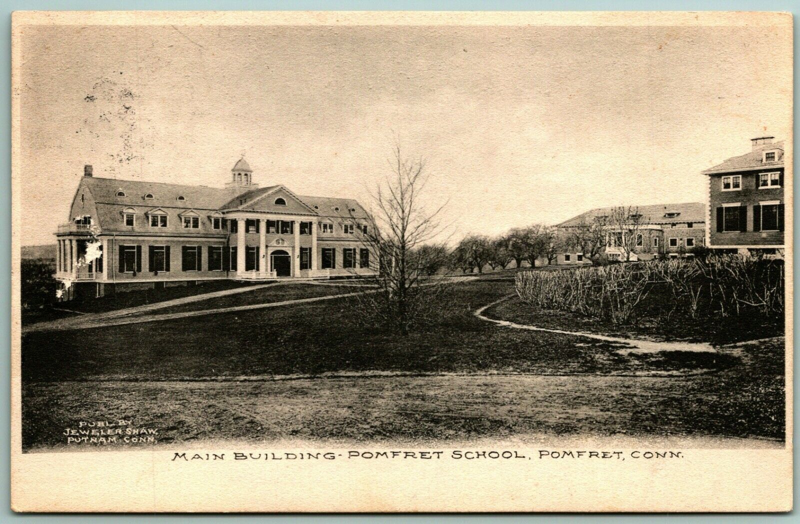 Pomfret School Pomfret Connecticut CT 1907 Jeweler Shaw DB Postcard D14