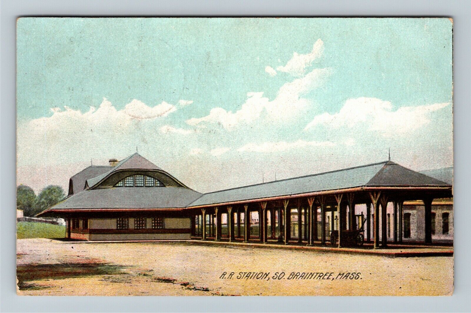 South Braintree MA-Massachusetts, Railroad Station & Platform Vintage Postcard