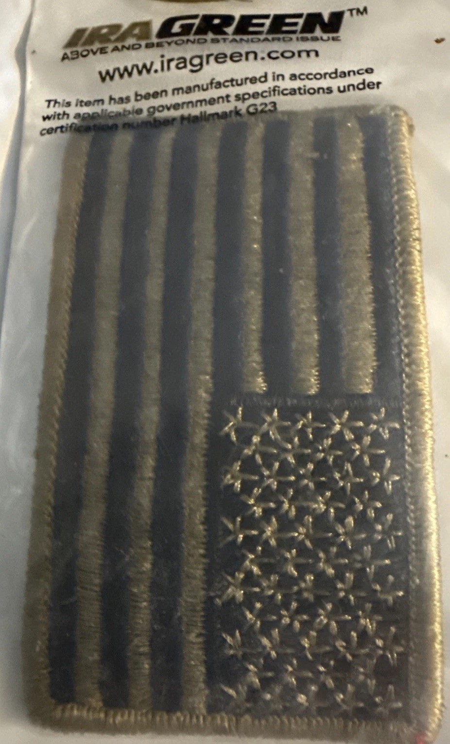 NEW Ira Green American Flag Patch with Hook and Loop Green/Black in Original Pkg NEW Ira Green American Flag Patch with Hook and Loop Green/Black in Original Pkg